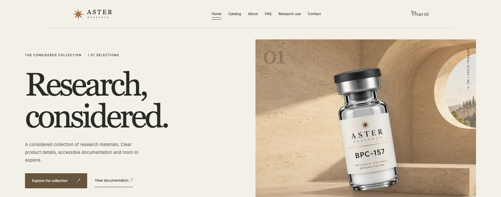 Meridian demonstration storefront with warm editorial styling